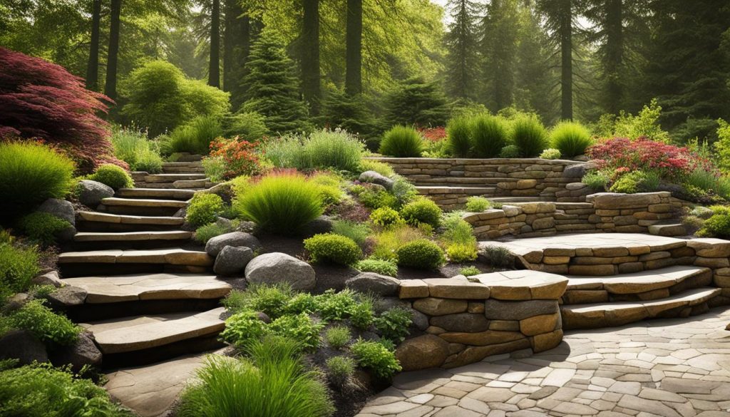Natural stone retaining wall