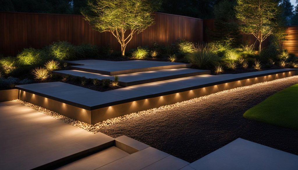 Retaining Wall with Integrated Lighting
