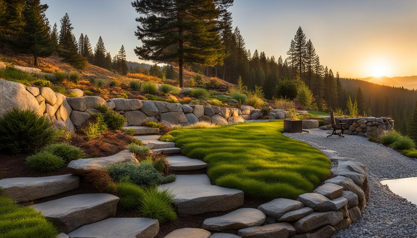 Sloped yard retaining wall