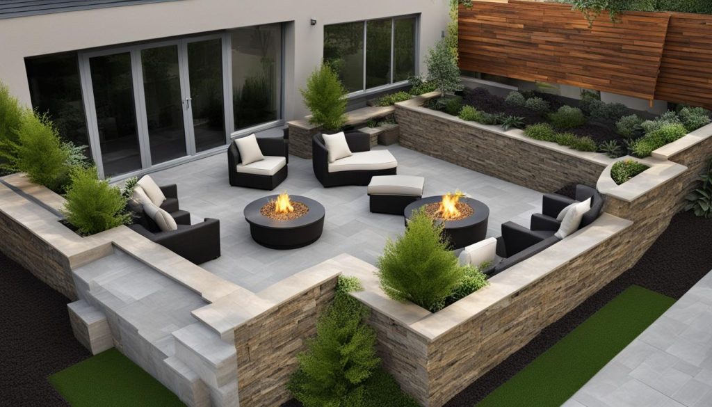 Retaining wall seating area