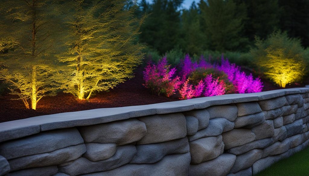 Retaining wall with LED lighting