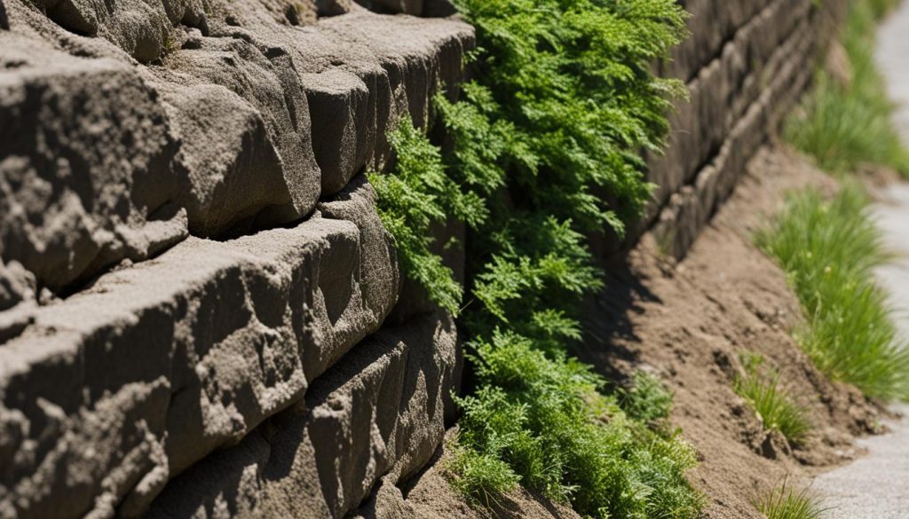 Signs of retaining wall damage: bulging or leaning