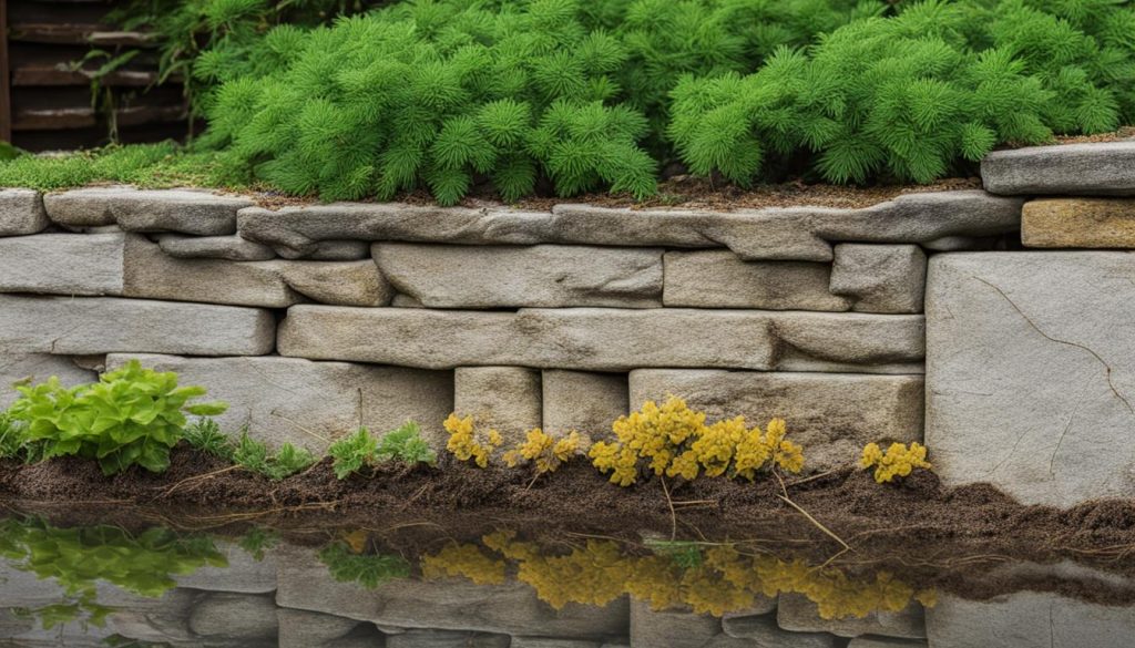 Signs of retaining wall damage: water damage